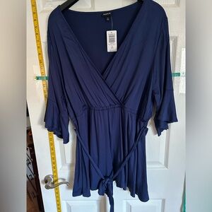 Torrid surplice blouse, stretch challis, navy blue. Torrid size 2 (2X or 18-20).